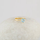 Gift for Valentine - Blue Topaz Ring - 925 Silver Gold Plated Prong Ring - Gemstone Ring for Wedding Gift - Gift for Her - Birthstone Ring